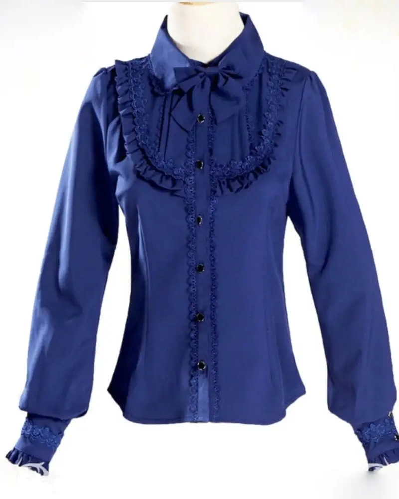 Luxurious Victorian-Era Regal Blouse with Traditional Lolita Details - shirt