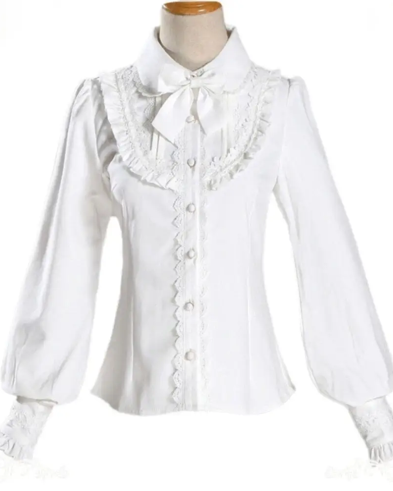 Luxurious Victorian-Era Regal Blouse with Traditional Lolita Details - shirt