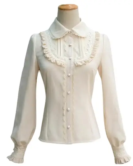 Traditional Lolita Collar Blouse Long Sleeve Peter Pan Button Up EGL Classic Lolita Girl Fashion