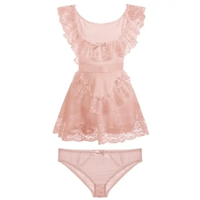 Luxurious Victorian Princess Lingerie Set with Ruffles and Lace Trim - Cosparty