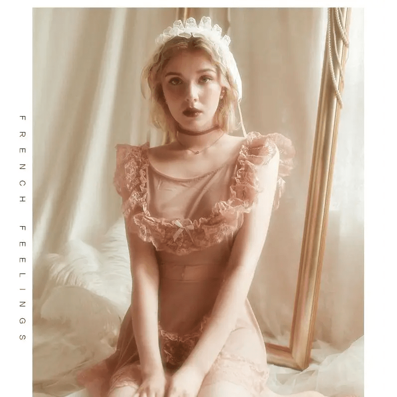 Luxurious Victorian Princess Lingerie Set with Ruffles and Lace Trim - Cosparty