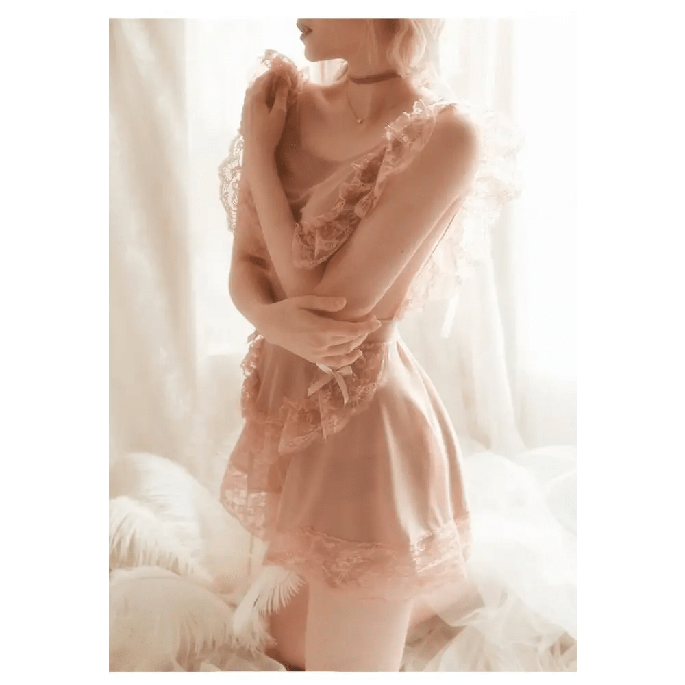 Luxurious Victorian Princess Lingerie Set with Ruffles and Lace Trim - Cosparty