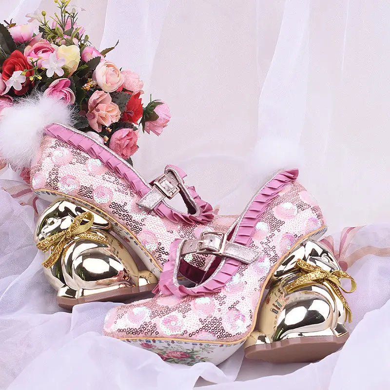 Luxury 3D Bunny Platform Shoes in Quality Vegan Leather - Cosparty