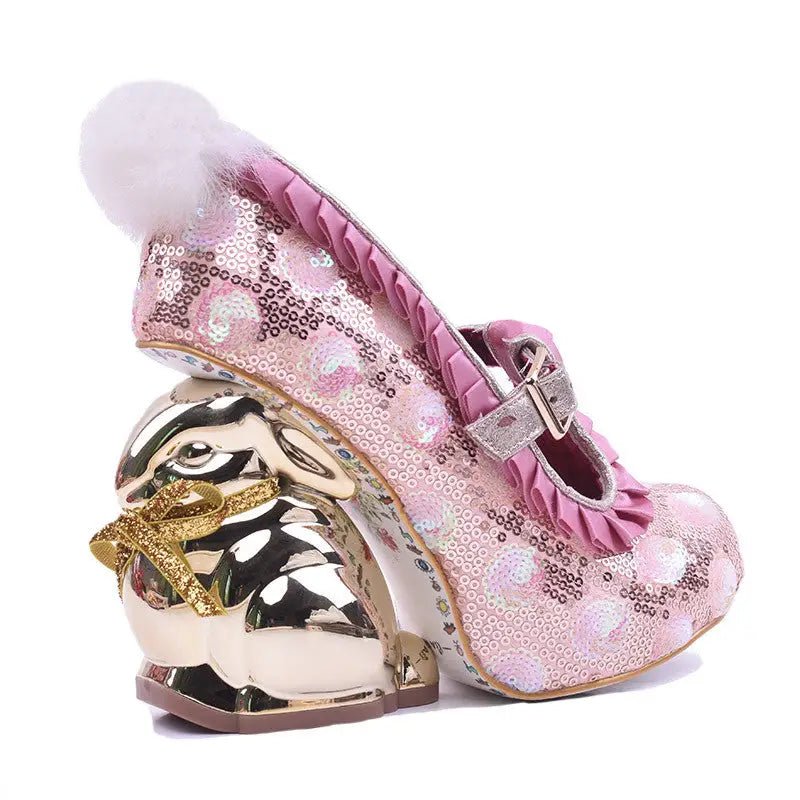 Luxury 3D Bunny Platform Shoes in Quality Vegan Leather - Cosparty
