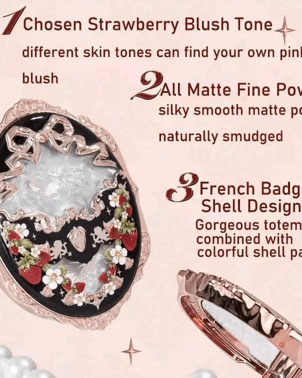 Luxury Glittering Strawberry Blush Compact for Your Vanity - Cosparty