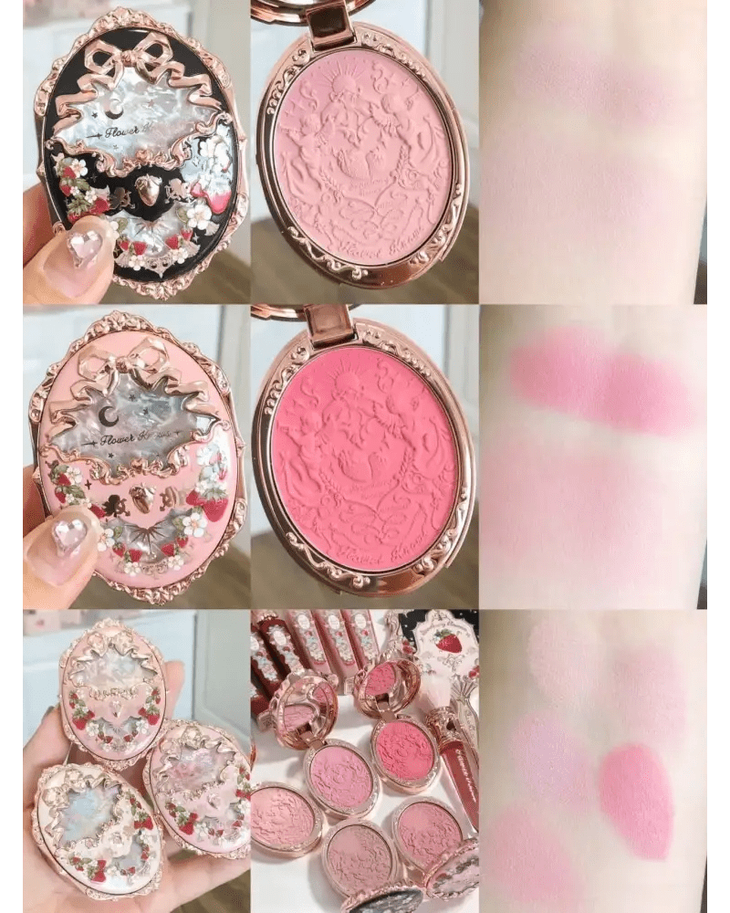 Luxury Glittering Strawberry Blush Compact for Your Vanity - Cosparty