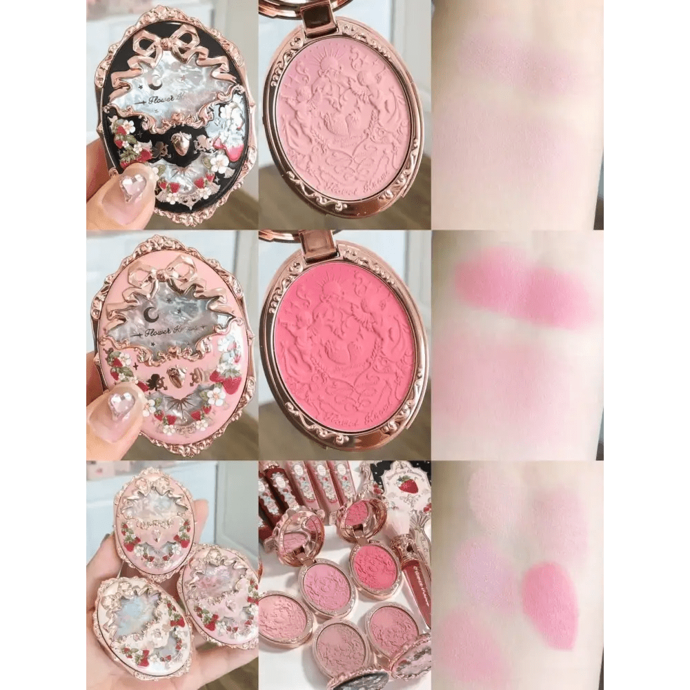 Luxury Glittering Strawberry Blush Compact for Your Vanity - Cosparty