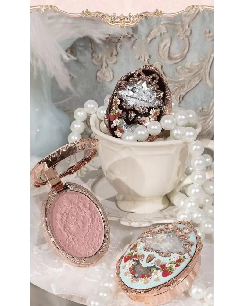 Luxury Glittering Strawberry Blush Compact for Your Vanity - blush