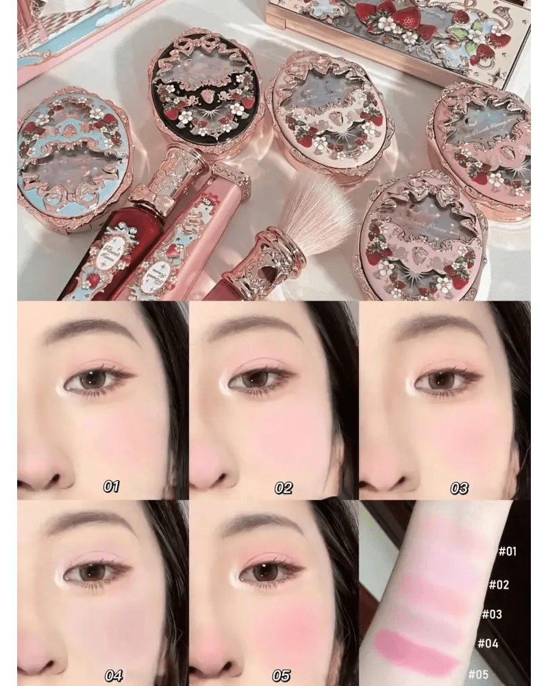 Luxury Glittering Strawberry Blush Compact for Your Vanity - Cosparty