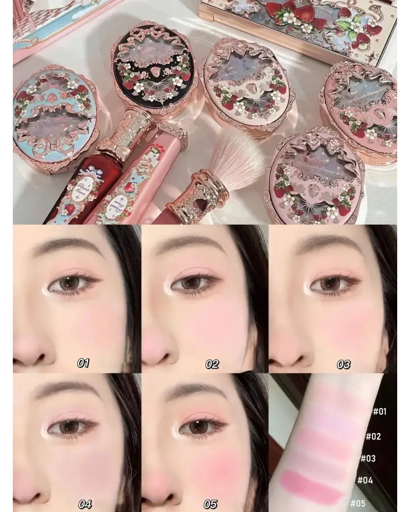 Luxury Glittering Strawberry Blush Compact for Your Vanity - blush