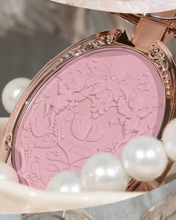 Luxury Glittering Strawberry Blush Compact for Your Vanity - blush