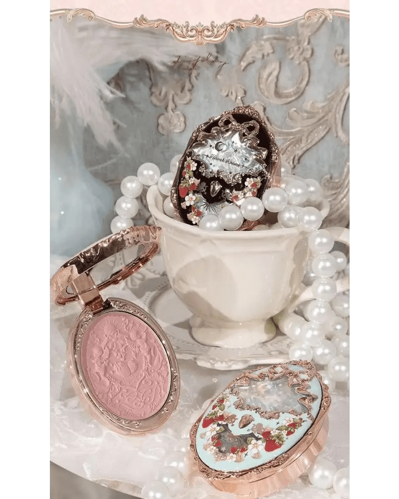 Luxury Glittering Strawberry Blush Compact for Your Vanity - Cosparty