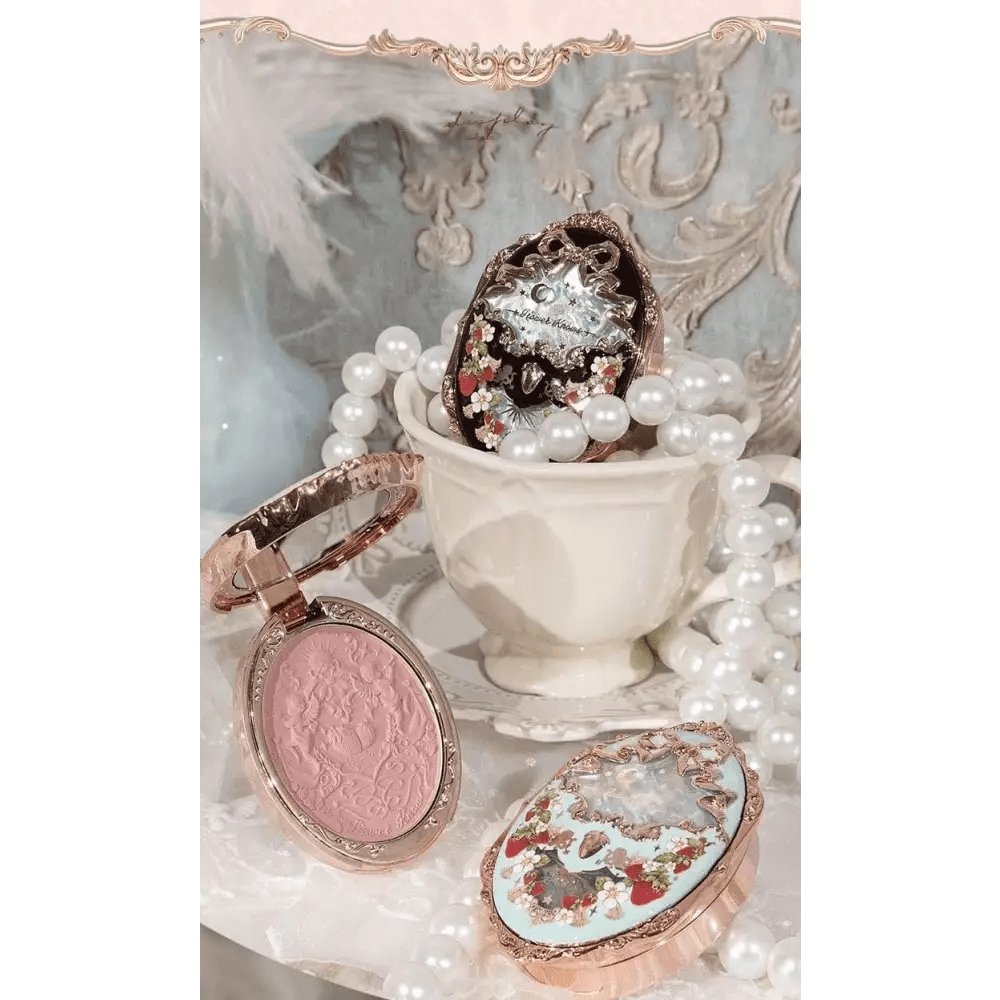 Luxury Glittering Strawberry Blush Compact for Your Vanity - Cosparty