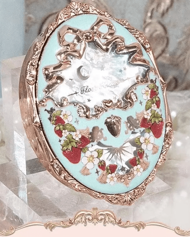 Luxury Glittering Strawberry Blush Compact for Your Vanity - Cosparty
