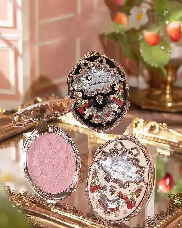 Luxury Glittering Strawberry Blush Compact for Your Vanity - blush