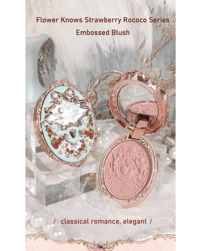 Luxury Glittering Strawberry Blush Compact for Your Vanity - Cosparty