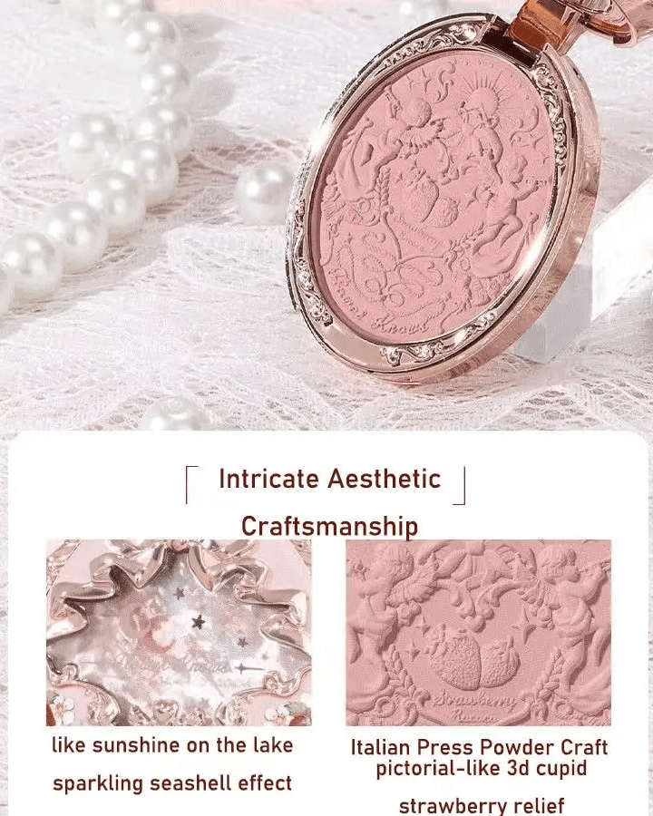 Luxury Glittering Strawberry Blush Compact for Your Vanity - Cosparty