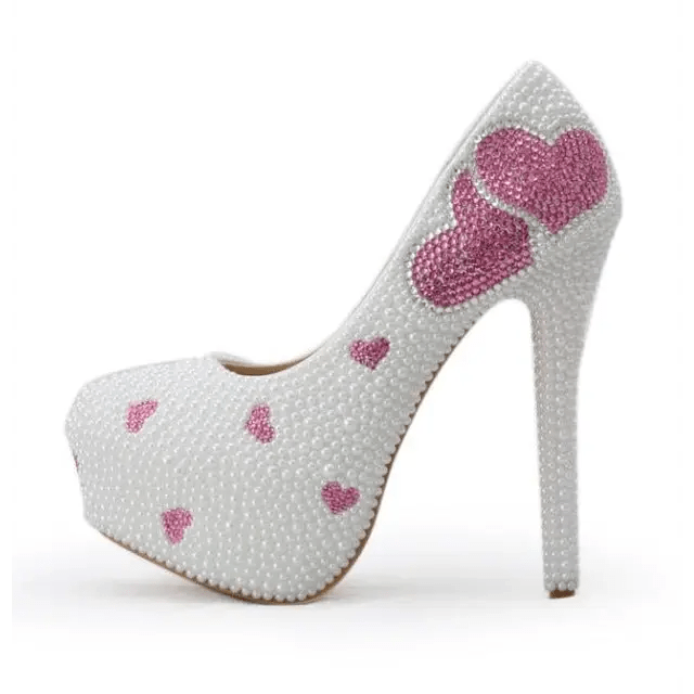 Luxury Handcrafted Pearl Embellished Platform Shoes for Kawaii Lolita Fashion - Cosparty