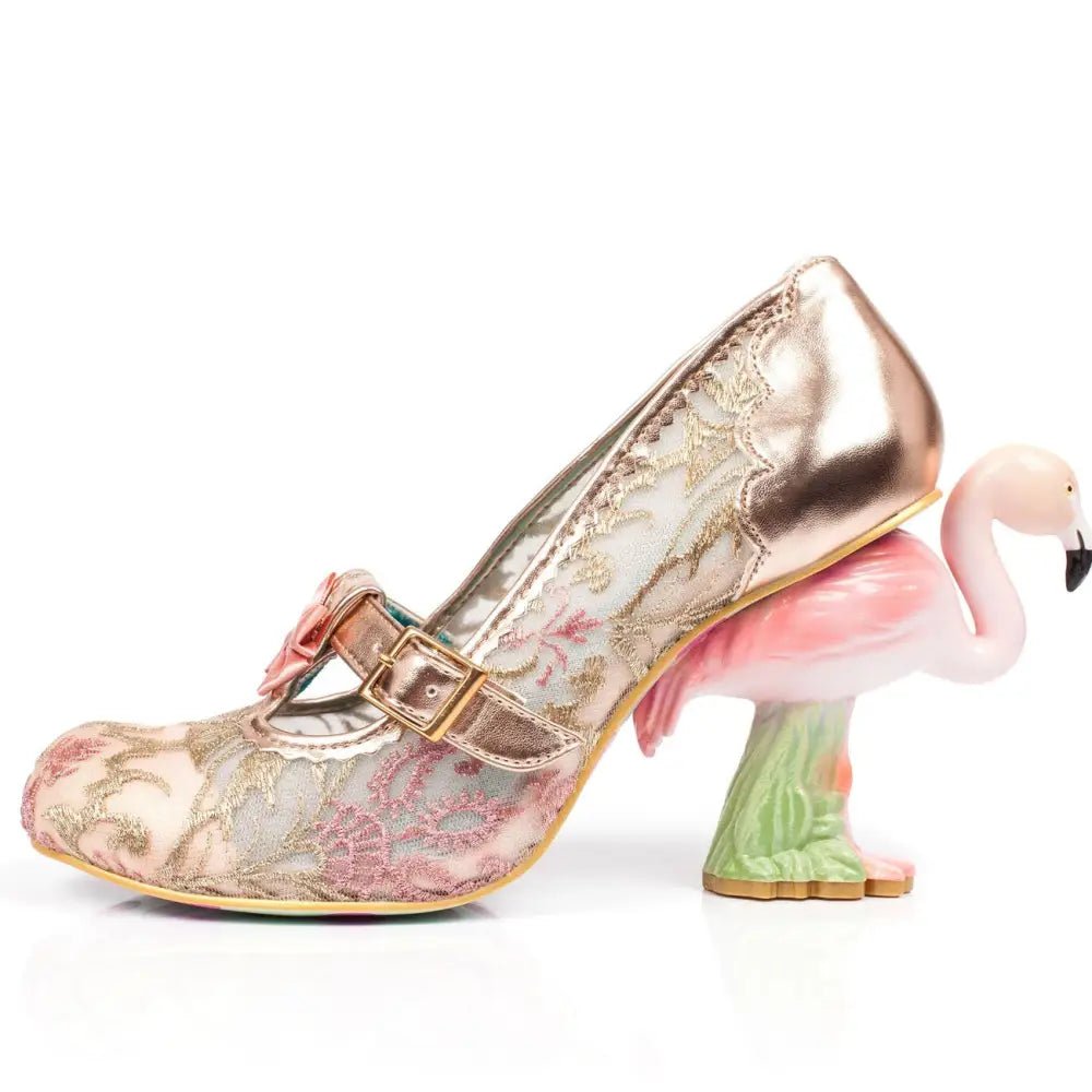 Luxury Pink Flamingo Platform Heels in Vegan Leather - Cosparty