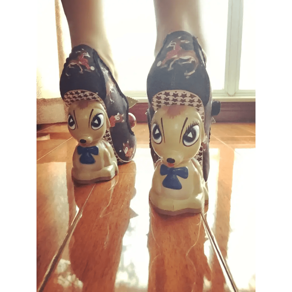 Luxury Vintage Inspired Baby Deer Platform Cherry Pumps - Cosparty