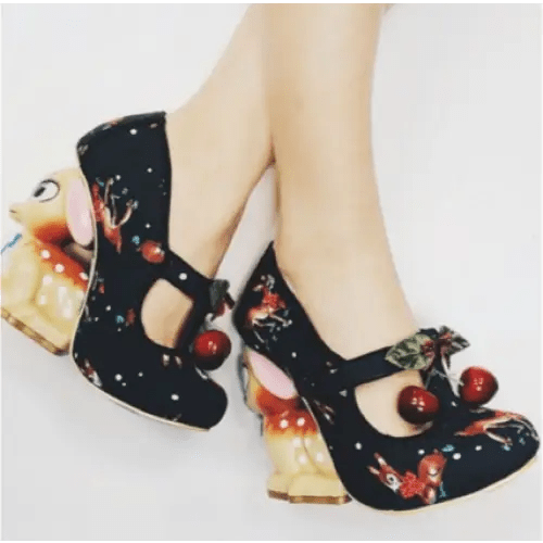 Luxury Vintage Inspired Baby Deer Platform Cherry Pumps - Cosparty