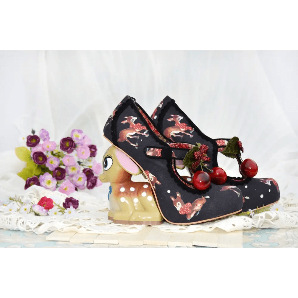 Luxury Vintage Inspired Baby Deer Platform Cherry Pumps - Cosparty