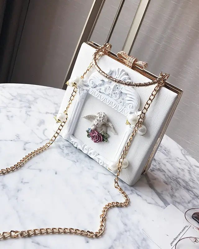 Luxury Vintage Victorian Angel Handbag with Cherub Design - Cosparty
