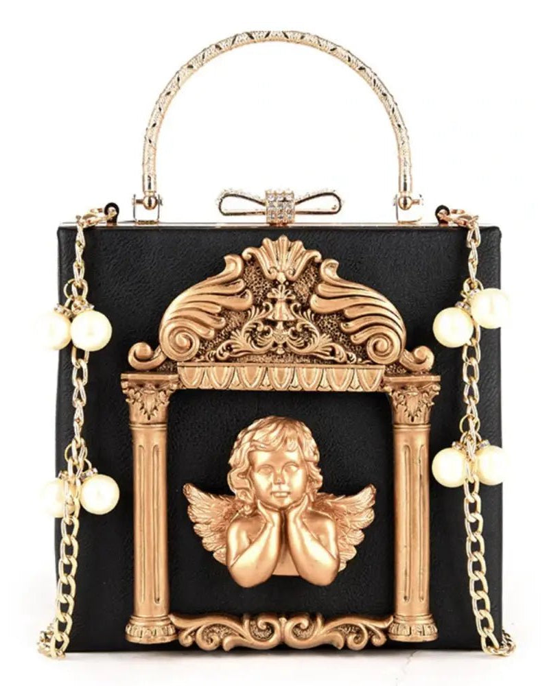 Luxury Vintage Victorian Angel Handbag with Cherub Design - Cosparty