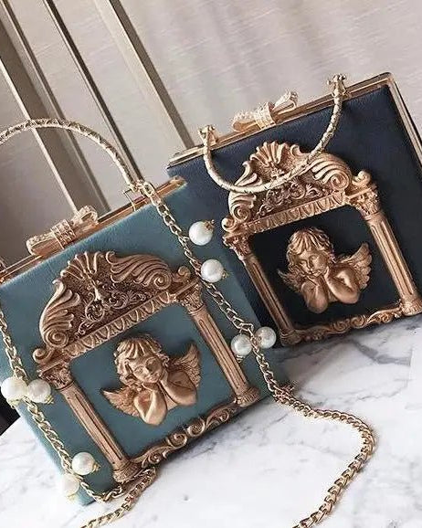 Luxury Vintage Victorian Angel Handbag with Cherub Design - Cosparty