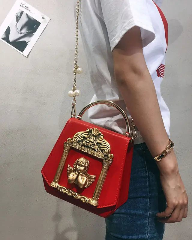 Luxury Vintage Victorian Angel Handbag with Cherub Design - Cosparty