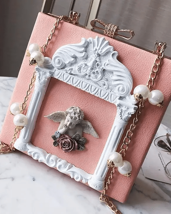 Luxury Vintage Victorian Angel Handbag with Cherub Design - Cosparty