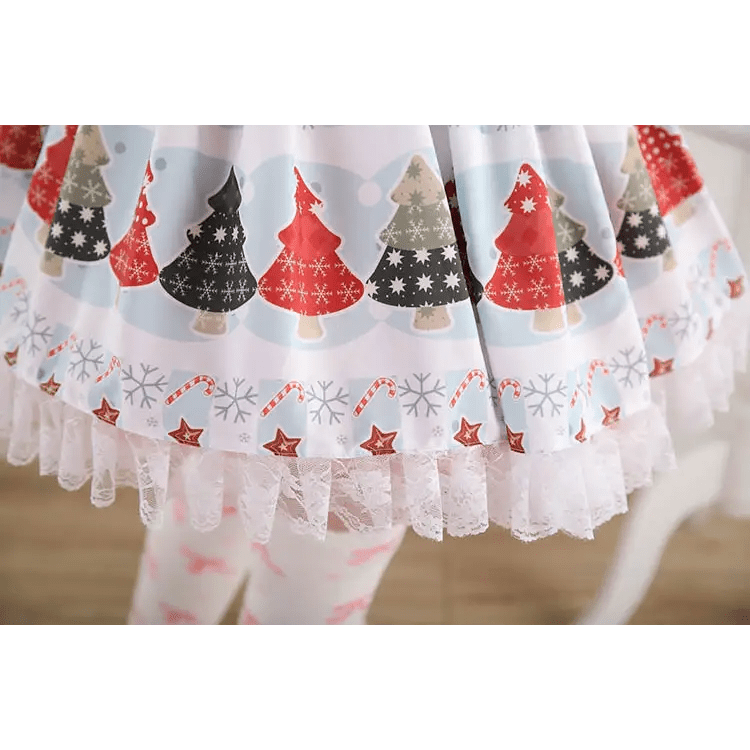 Luxury Winter Wonderland Skirt with Lace Trim and Pleats - Cosparty