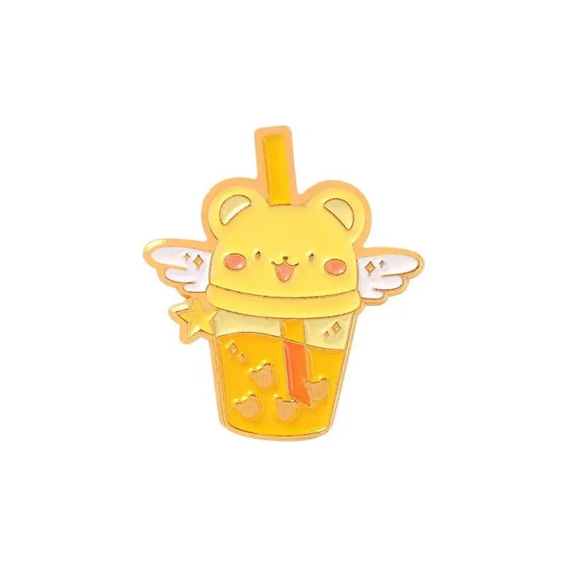 Magical Animal Boba Enamel Pins for Anime and Bubble Tea Fans - Cosparty
