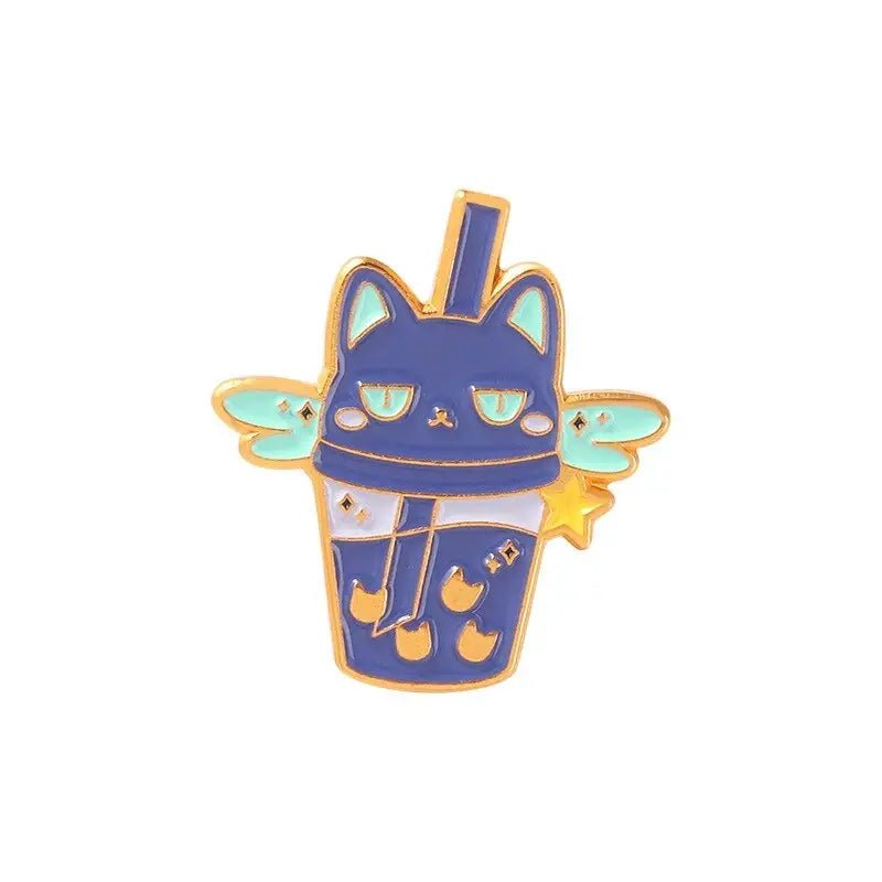 Magical Animal Boba Enamel Pins for Anime and Bubble Tea Fans - Cosparty
