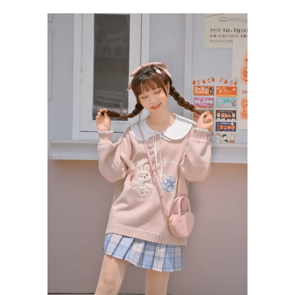 Magical Power Bunny Crewneck Sweater with Cosmic Design - Cosparty