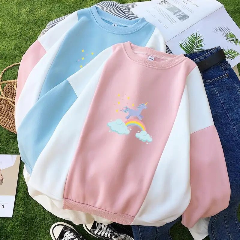 Magical Unicorn Pastel Patchwork Crewneck Sweatshirt - Cosparty
