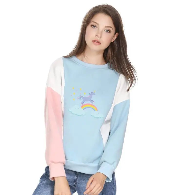 Magical Unicorn Pastel Patchwork Crewneck Sweatshirt - Cosparty