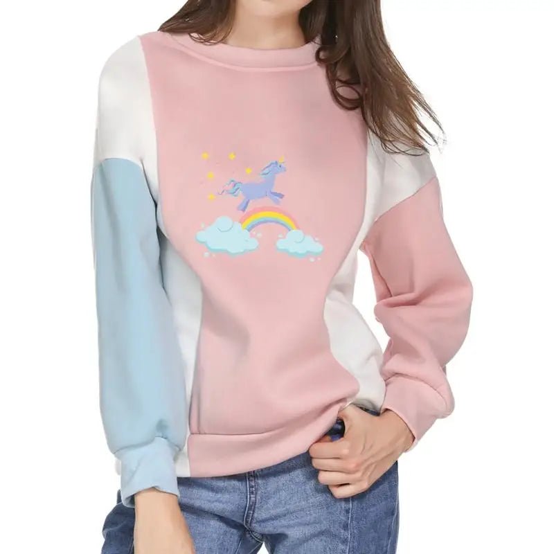 Magical Unicorn Pastel Patchwork Crewneck Sweatshirt - Cosparty