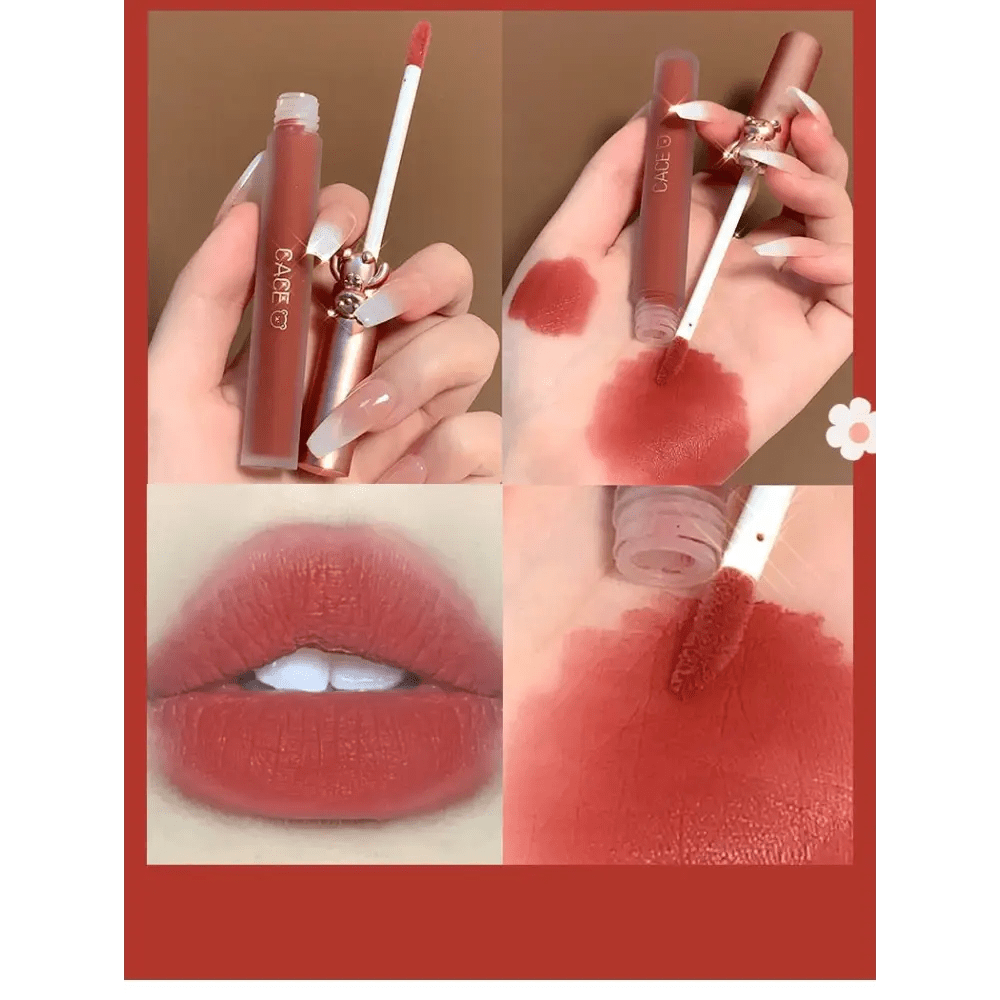 Matte Velvet Bear Liquid Lipstick in Adorable Rose Gold Packaging - Cosparty