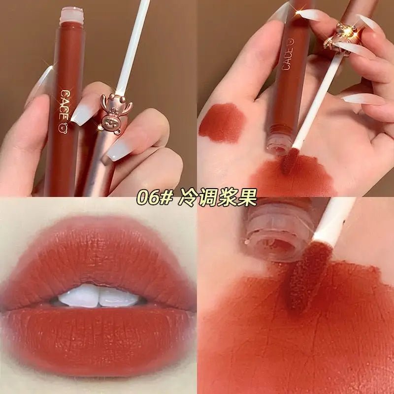 Matte Velvet Bear Liquid Lipstick in Adorable Rose Gold Packaging - Cosparty