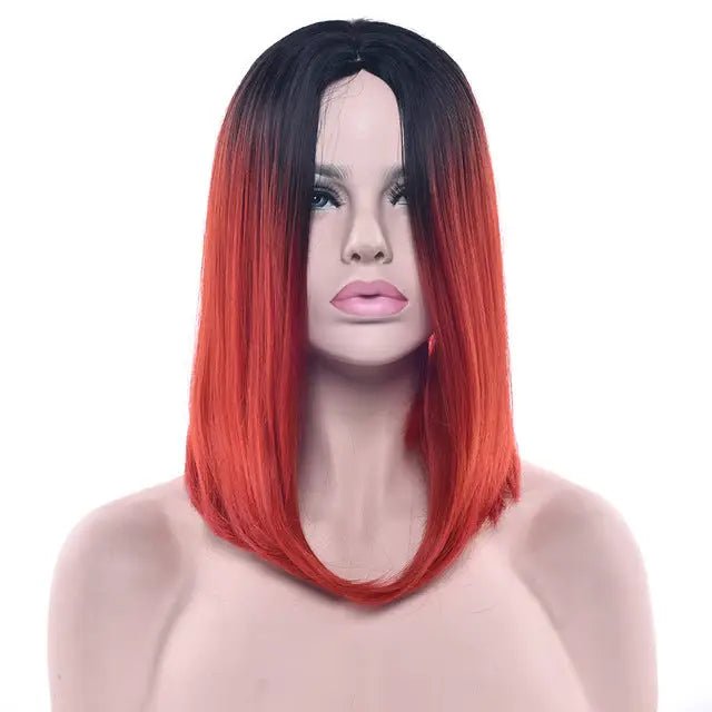 Medium Length Ombre Long Bob Wig in Chic Colorful Style - Cosparty