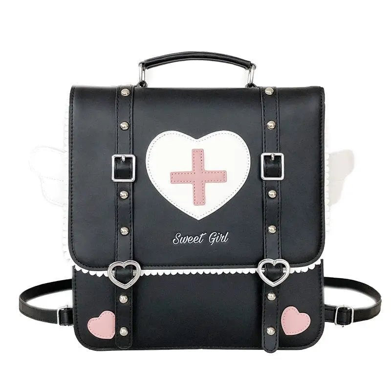 Menhera Inspired Paste Goth Backpack Purse with Heart Design - Cosparty