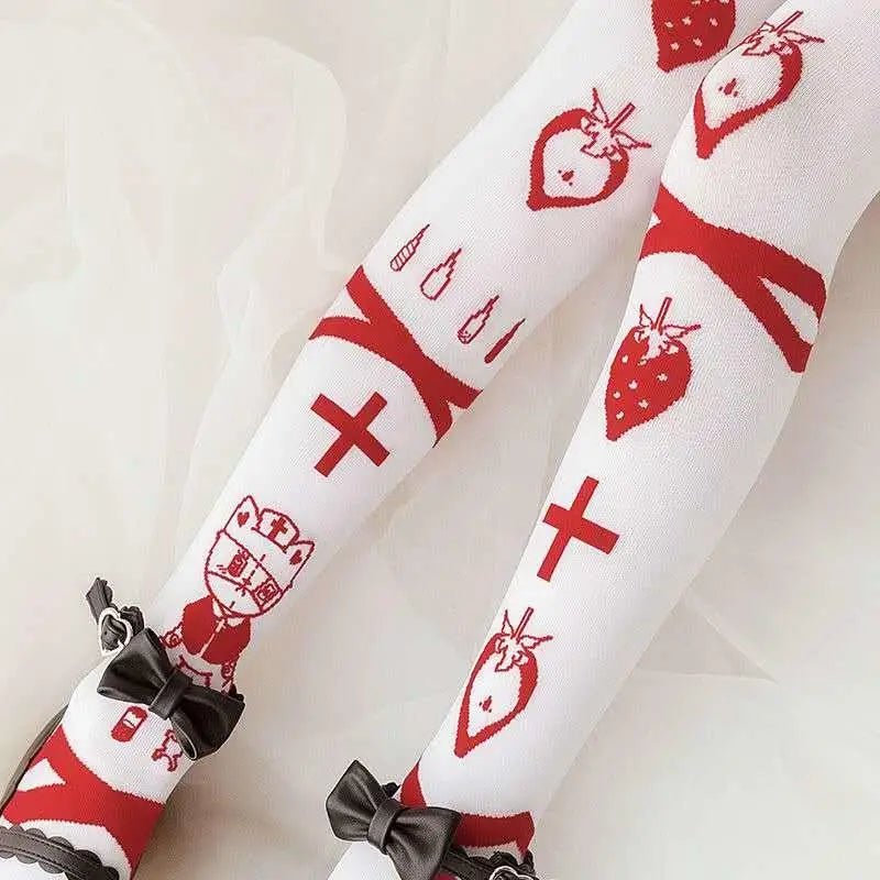 Menhera Strawberry Stockings for Kawaii and Littlespace Aesthetics - Cosparty