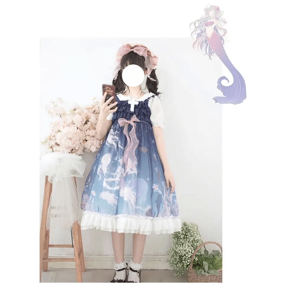 Midnight Blue Enchanted Ocean Lolita Dress for Little Princesses - Cosparty