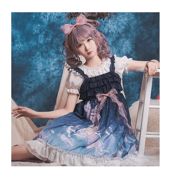 Midnight Blue Enchanted Ocean Lolita Dress for Little Princesses - Cosparty