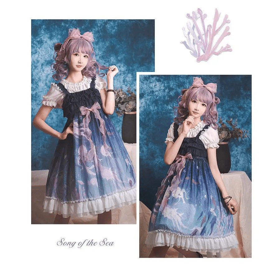 Midnight Blue Enchanted Ocean Lolita Dress for Little Princesses - Cosparty
