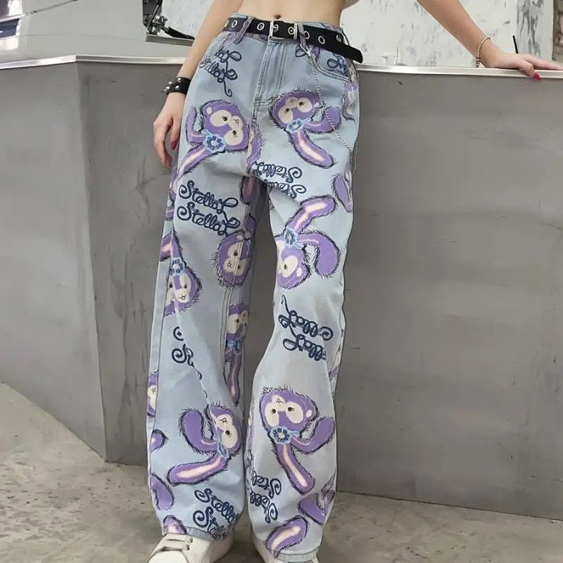 Milky Pastel Fairy Kei Patchwork Jeans with Frayed Edges - Cosparty