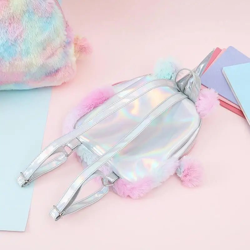 Milky Pastel Unicorn Backpack in Luxurious Vegan Fur New Condition - Cosparty