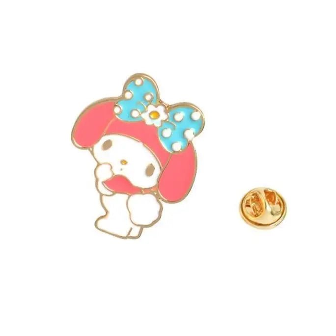 My Melody Enamel Pin Featuring Blue Bow and Gold Accents - Cosparty