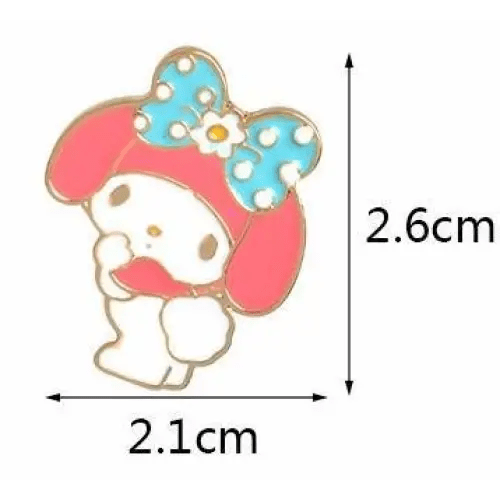 My Melody Enamel Pin Featuring Blue Bow and Gold Accents - Cosparty